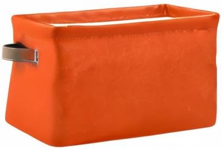 Storage Basket Plain Orange Solid Color Storage Bin Cube with Handles Foldable Storage Baskets for Shelves Living Room Home Decor 2PCS