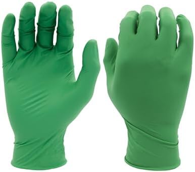 SHOWA 6110PF Sustainable EBT Latex-Free, Powder-Free, Nitrile Disposable Single Use Safety Gloves, 4 Mil, 9.5" Length, X-Large (1 Box) (Pack of 10)