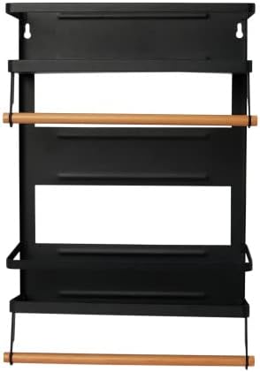 Household Essentials Metal Magnetic Organizer with Paper Towel Holder, Black