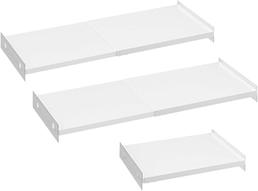 Adjustable Closet Shelves Organizer,3 Pack Expandable Racks for Wardrobe,Cabinet,Storage Tension Shelving for Pantry Cupboard Kitchen (White,W:11.8" D x 17"-31" W,3-PCS)