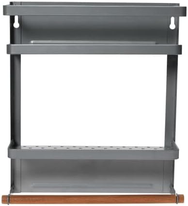Household Essentials Metal Magnetic Organizer with Towel Rack, Grey