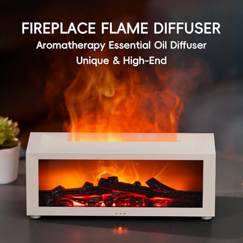 YALEDI Essential Oil Diffuser, 7 Colors Fireplace Flame Fire Oil Diffuser, 150ml Ultrasonic Aromatherapy Humidifier, Scent Diffuser with Remote Control & Timer for Home,Bedroom,Off - Image 3