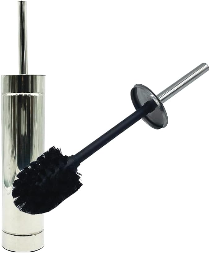 Toilet Bowl Cleaning Brush and Holder with Lid, Slim Design, 304 Stainless-Steel, Fingerprint-Proof, Rust Resistant, Heavy-Weight Base (2 Pack, Chrome)