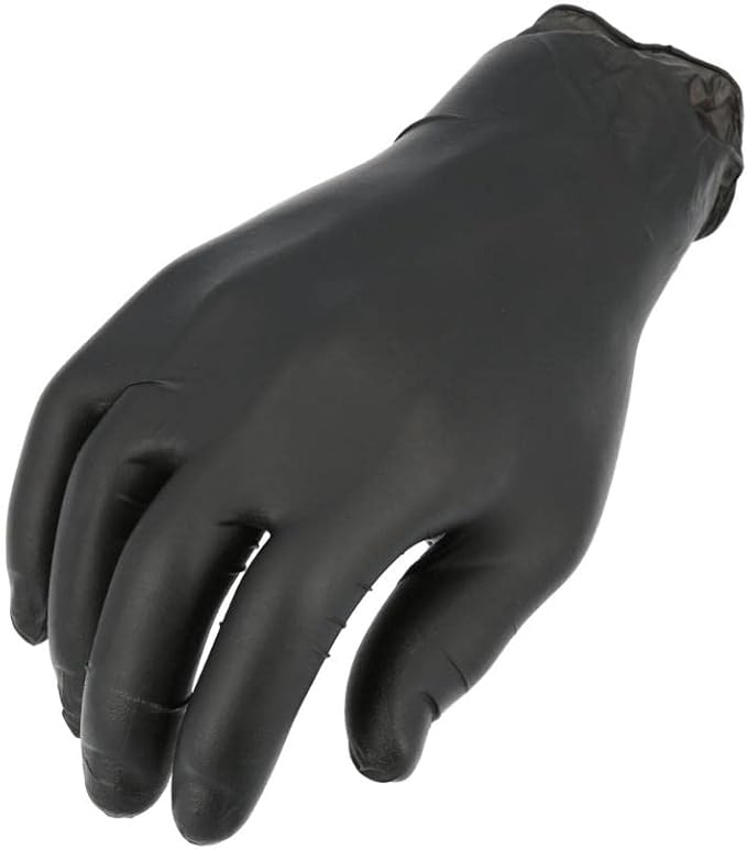 PackagingSuppliesByMail PSBM Black Nitrile Disposable Gloves, 1000 Count, Textured Fingertips, Latex and Powder Free