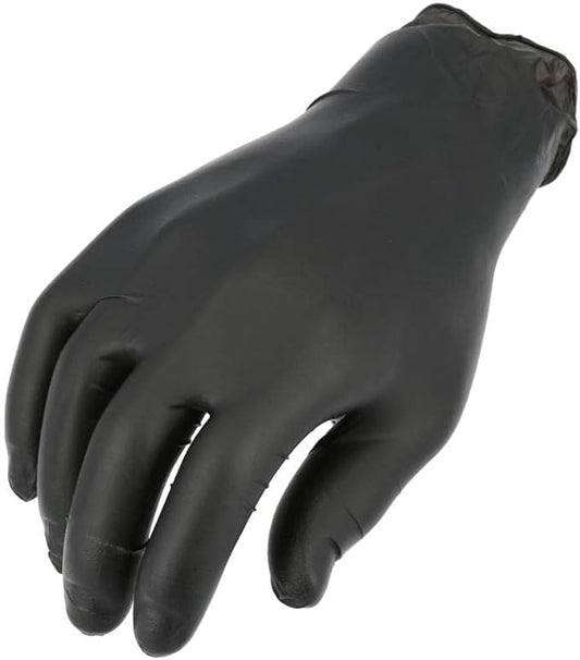 PackagingSuppliesByMail PSBM Industrial Nitrile Extra Thick Disposable Gloves, Black, Textured Fingertips
