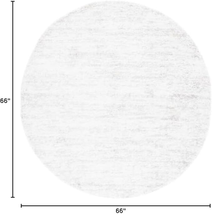 SAFAVIEH Berber Shag Collection Area Rug - 5'5" Round, Ivory & Light Grey, 1.2-inch Thick Ideal for High Traffic Areas in Living Room, Bedroom (BER563F)