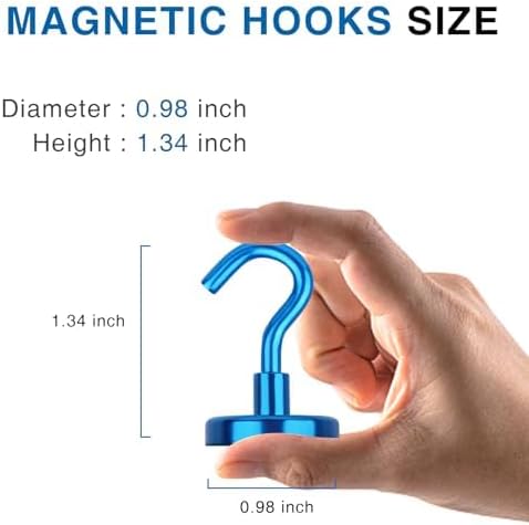LOVIMAG Magnetic Hooks for Cruise Cabins, 85lbs Blue Magnetic Hooks for Classroom, Strong Magnets with Hooks for Hanging, Neodymium Magnet Hooks for Fridge, Ceiling, Locker, Camper, Travel-25 Pcs
