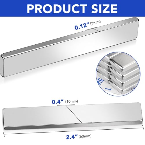 MIKEDE Strong Neodymium Magnets with Adhensive Backing 60x10x3 mm 20 Pcs - Image 3