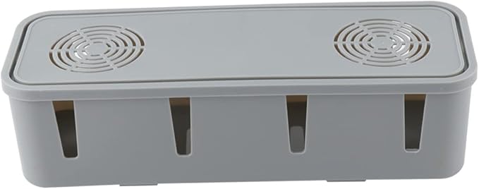 Angoily Cable Box Organizer Power Cord Storage Cord Hider Socket Safety Box Multi Plug Storage for Home and Office Cable Management Grey Keep Pets Safe (Grey)
