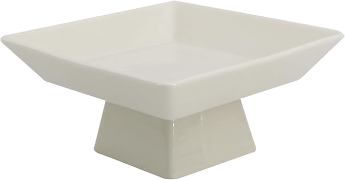 COLLECTIVE HOME - Ceramic Jewelry Tray, Decorative Geometric Jewelry Dish, Luxurious Trinket Tray with High Base, Birthday Mother's Day for Women (Square Matte)
