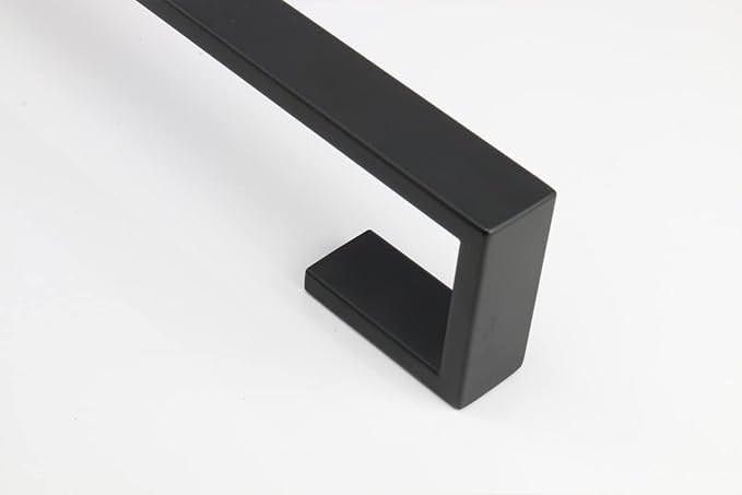TocTen Bath Towel Rack - Square Base Thicken SUS304 Stainless Steel Bar for Bathroom, Bathroom Accessories Rod Heavy Duty Wall Mounted Holder (Matte Black, 16 Inch)