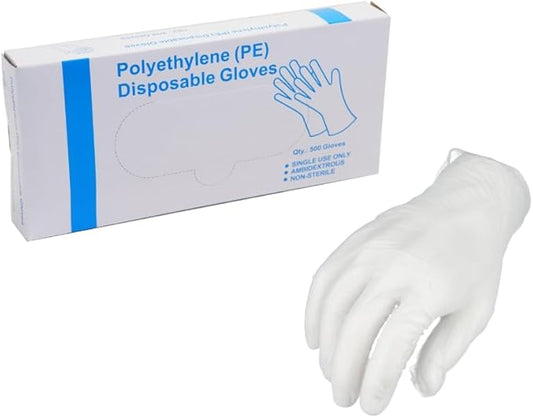 PackagingSuppliesByMail PSBM Food Prep Gloves, Powder & Latex Free, Disposable, Poly, For Food Service