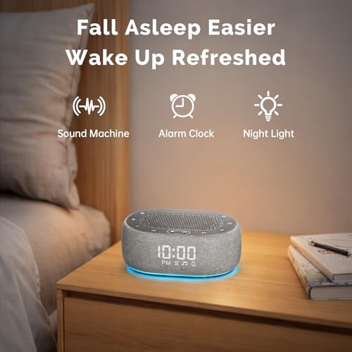 1Mii White Noise Machine with Alarm Clock, Sound Machine for Sleeping