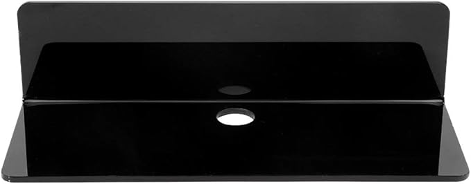 IEEK 4 PCS Small Acrylic Floating Wall Shelves,9 Inch Adhesive Display Shelf for Nintendo Switch/Smart Speaker/Security Cameras/Action Figures,No Damage Expand Wall Space,Black