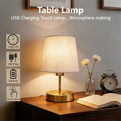 Gold Portable Cordless Table Lamp, Rechargeable Beds | Travel Essentia - Image 5