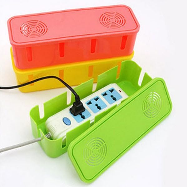 HOMSFOU Plug Socket Safety Box Cable Organizer 2-Pack Child Proof Power Strip Cover with Cord Storage for Home Office Desk 10.23X5.51X3.34 Inch Wire Management