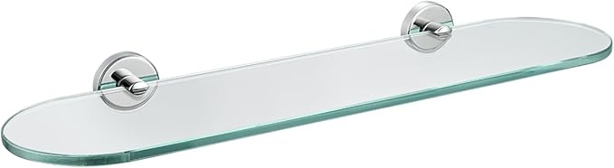 JQK Bathroom Glass Shelf Chrome, Tempered Glass Shower Storage 20 by 5 inches, 304 Stainless Steel Polished Chrome Wall Mount, TGS121L20-CH