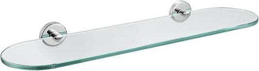 JQK Bathroom Glass Shelf Chrome, Tempered Glass Shower Storage 20 by 5 inches, 304 Stainless Steel Polished Chrome Wall Mount, TGS121L20-CH