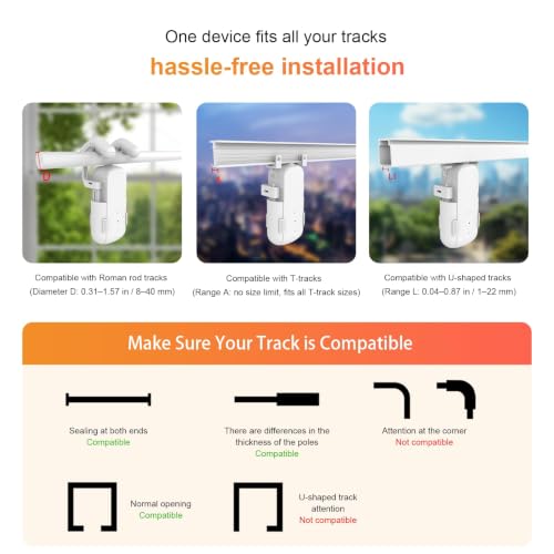 Automatic Curtain Opener with Remote, Gifts for Women and Men, Compatible with Alexa and Google Home, Bluetooth Curtain Opener with App/Timer(For Roman, T/U Tracks - With Remote) - Image 5
