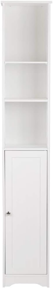 FCH 67" Tall Bathroom Cabinet, Slim Floor Cabinet White Narrow Storage Organizer with Adjustable Shelves, Space Saving Pantry Utility Storage