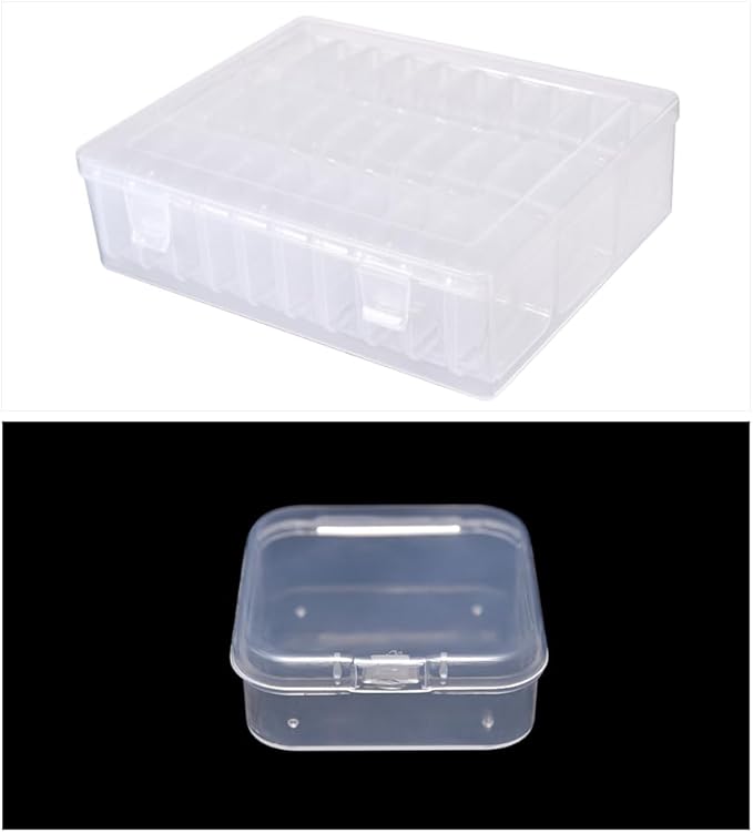 Bead Storage Box Clear Plastic Organizer Containers with Hinged Lids for Bracelet Making Nail Art Seed Beads Stack Craft Case Travel-Friendly Design (30pcs)