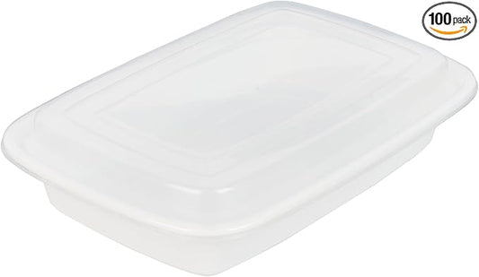 Restaurantware-Asporto 24 Ounce Take Out Containers, 100 Food Containers With Lids - Microwavable, Disposable, White Plastic To Go Boxes For Food, No BPA, For Take Out And Delivery