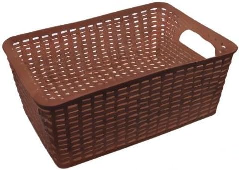YBM Home Plastic Rattan Storage Box Basket Organizer Ba413 (1, Brown)