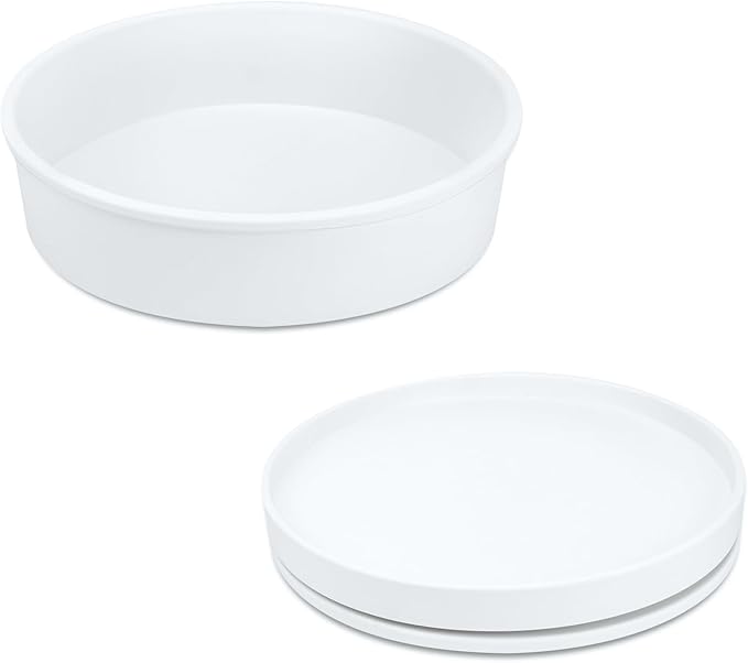 Pantry Organizers and Storage, 1 Set of 9.1 Inch Lazy Susan Organizer and 10 Inch Kitchen Organizers and Storage, Stackable Kitchen Pantry Organizers and Storage for Spice Cans Vegetable White