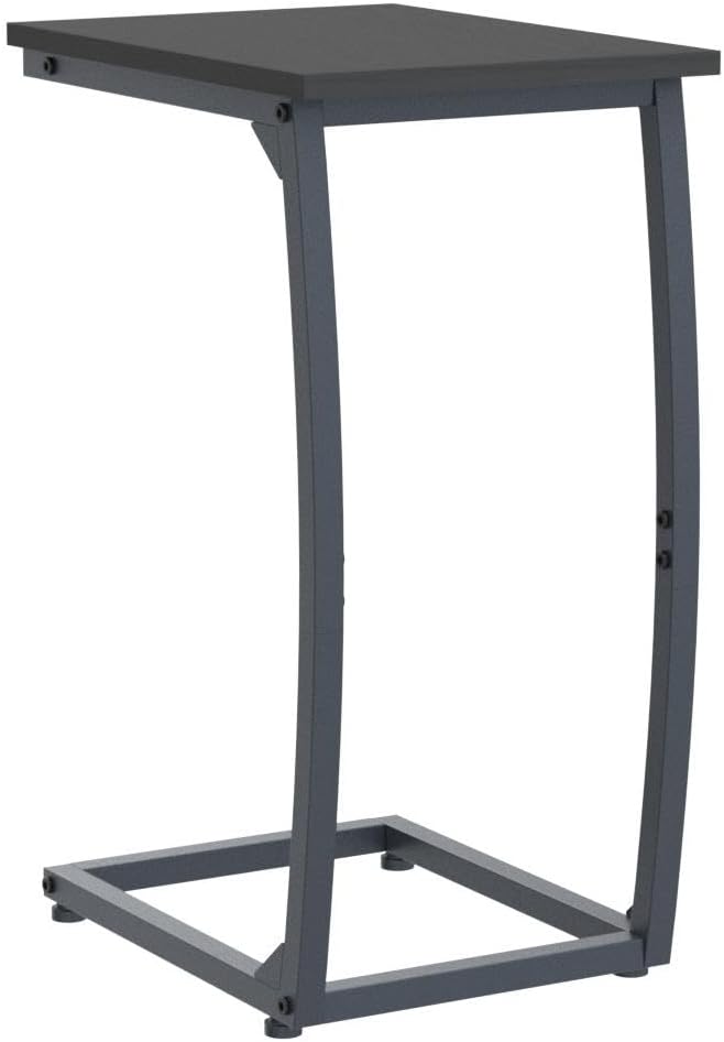 C Shaped End Table Set of 2,Side Table for Couch,Curved Support Legs, Slide Under Couch Table for Sofa, TV Tray Table for Living Room Bedroom(Black)