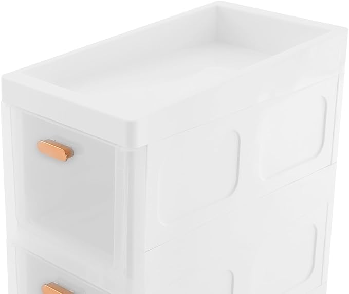 Slim Bathroom Storage Cabinet with 4 Drawers, Bathroom Floor Storage Cabinet, Narrow Storage Organizer for Small Spaces