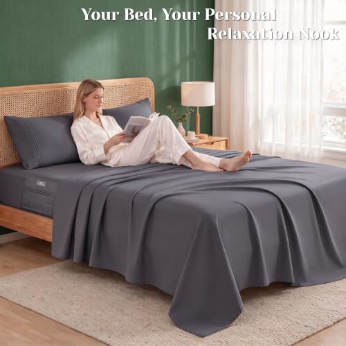 Deep Pocket King Sheet Set, Cooling Bedding With Side Pockets - Image 7