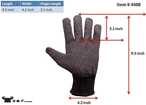 G & F Products Heavy Duty Cotton Jersey Work Gloves, Knit Wrist, Clute Cut, Durable, Comfortable, Multipurpose for Cleaning, Material Handling, Landscaping, Shoveling and All-Day Use, Large 12 Pair