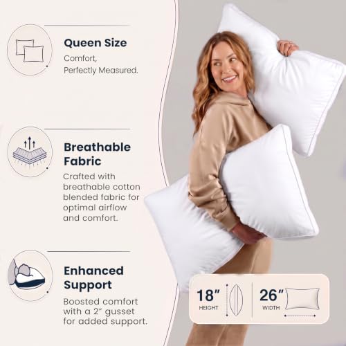 Utopia Bedding Gusset Bed Pillow, Hotel Pillows Queen Size - Image 5
