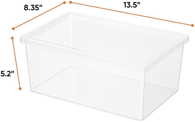 Superio Shoe Box Modern Storage Container 8 Pack - 6.5 Quart/6 Liter, Stackable Plastic Shoe Box Organizer (13.5"L x 8.35"W x 5.2"H)