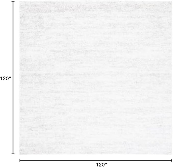 SAFAVIEH Berber Shag Collection Area Rug - 10' Square, Ivory & Light Grey, 1.2-inch Thick Ideal for High Traffic Areas in Living Room, Bedroom (BER563F)