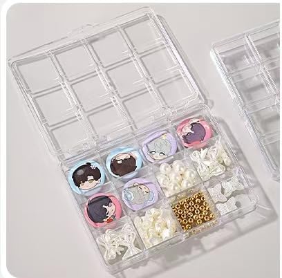 12 grid acrylic storage box, nail jewelry and earring display cabinet, nail art craft storage box with transparent cover, fishing bait, rock collection