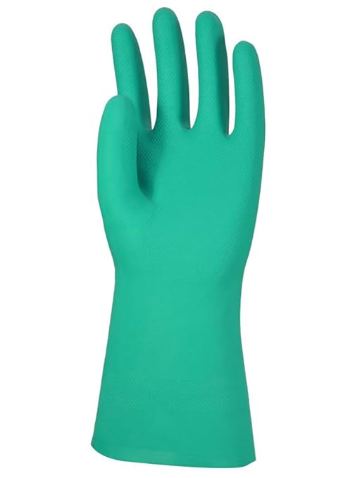 Stauffer Unlined Green Nitrile 13" Gloves, 11 mil, Diamond Grip | Flat Cuff, FDA Compliant Material - 2XL (Pack of 12)