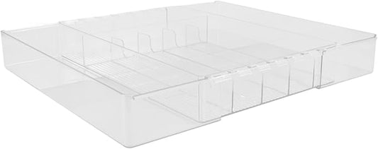Expandable Cutlery Tray Drawer Organizer Multi-compartment Silverware Storage Box for Kitchen Pantry Silverware Organizer Lid
