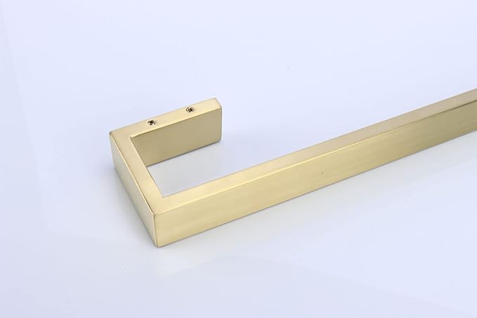 TocTen Bath Towel Rack - Square Base Thicken SUS304 Stainless Steel Towel Bar for Bathroom, Bathroom Bar Accessories Towel Rod Heavy Duty Wall Mounted Towel Holder (Brushed Gold, 12 Inch)