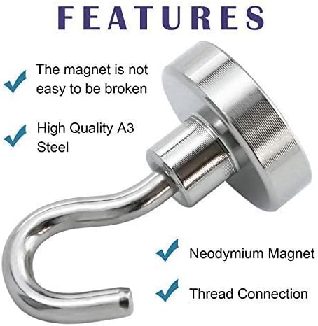 E BAVITE Magnetic Hooks 30LB for Cruise, Grill, Towel, Indoor Hanging, Kitchen, Workplace, Office and Garage - 6 Pack