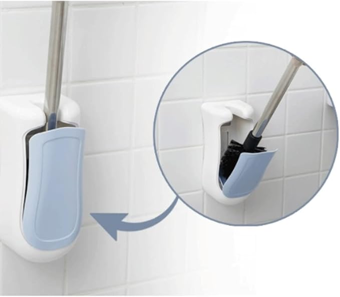 Soft Wall-Mounted Toilet Brush Minimalist Toilet Brush and Holder Toilet Brush Set with Stainless Steel Handle Toilet Brush Reusable