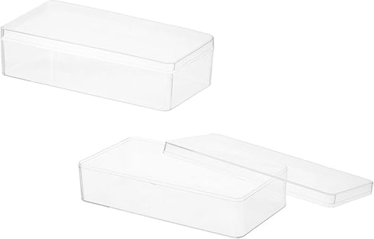 Acrylic Box with Lid, 9.06 x 9.06 x 2.36 in Acrylic Display Case Plastic Square Cube Container Storage Holder Stackable Bins for Cosmetic Collectible Candy Jewelry(2 Pack, Clear)