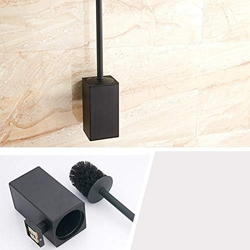Steel Brush Black Bathroom Cleaning Brush Holder with Brush Wall Mount