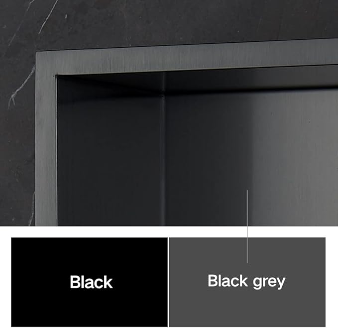 Shower Niche, 16"x20" No Tile Needed, The Insert Storage Rectangle Double Shower Shelf is Easy to Install, Stainless Steel, Black Grey
