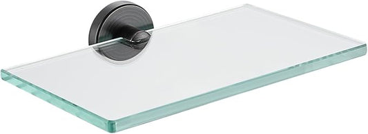 JQK Bathroom Glass Shelf Oil Rubbed Bronze, Tempered Glass Shower Storage 8 by 5 inches, 304 Stainless Steel ORB Wall Mount, TGS101L8-ORB