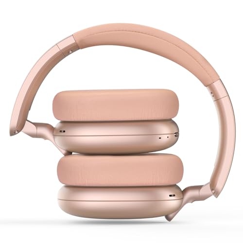 C6 Active Noise Cancelling Headphones, Wireless Over Ear Bluetooth Headphones, 60H Playtime, Lightweight Folding Comfort Fit Ear Cups Headset with Mic for iPad/PC/Home Rose Gold - Image 4