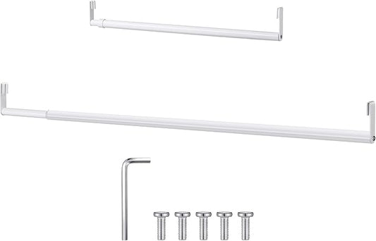 Expandable Closet Rod for Wire Shelf Hanging Clothes Adjustable Heavy Duty Closet Hanging Rod Extender Heavy Duty Hanger Bar Metal Poles for Wardrobes Hanger, 1 Pack (24-41 Inch,White)