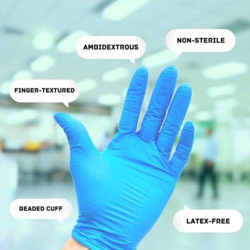 PackagingSuppliesByMail PSBM Nitrile Gloves, Latex-Free Disposable Gloves, Powder Free, Blue, 5 Mil Thick, Size Small