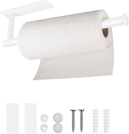 Paper Towel Holder Under Cabinet Wall Mounted Magnetic Paper Kitchen Towel Holder Stainless Steel 13inch White Paper Towel Holder for Bathroom Vanity Storage Organzier