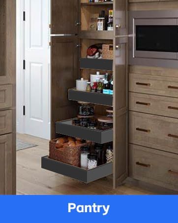 4Pack Expandable Pull Out Cabinet Organizer 21" Deep - Sliding Drawer Organizer Roll Out Shelves Adhesive - Adjustable Width 15.2"-26.2" W (Grey)